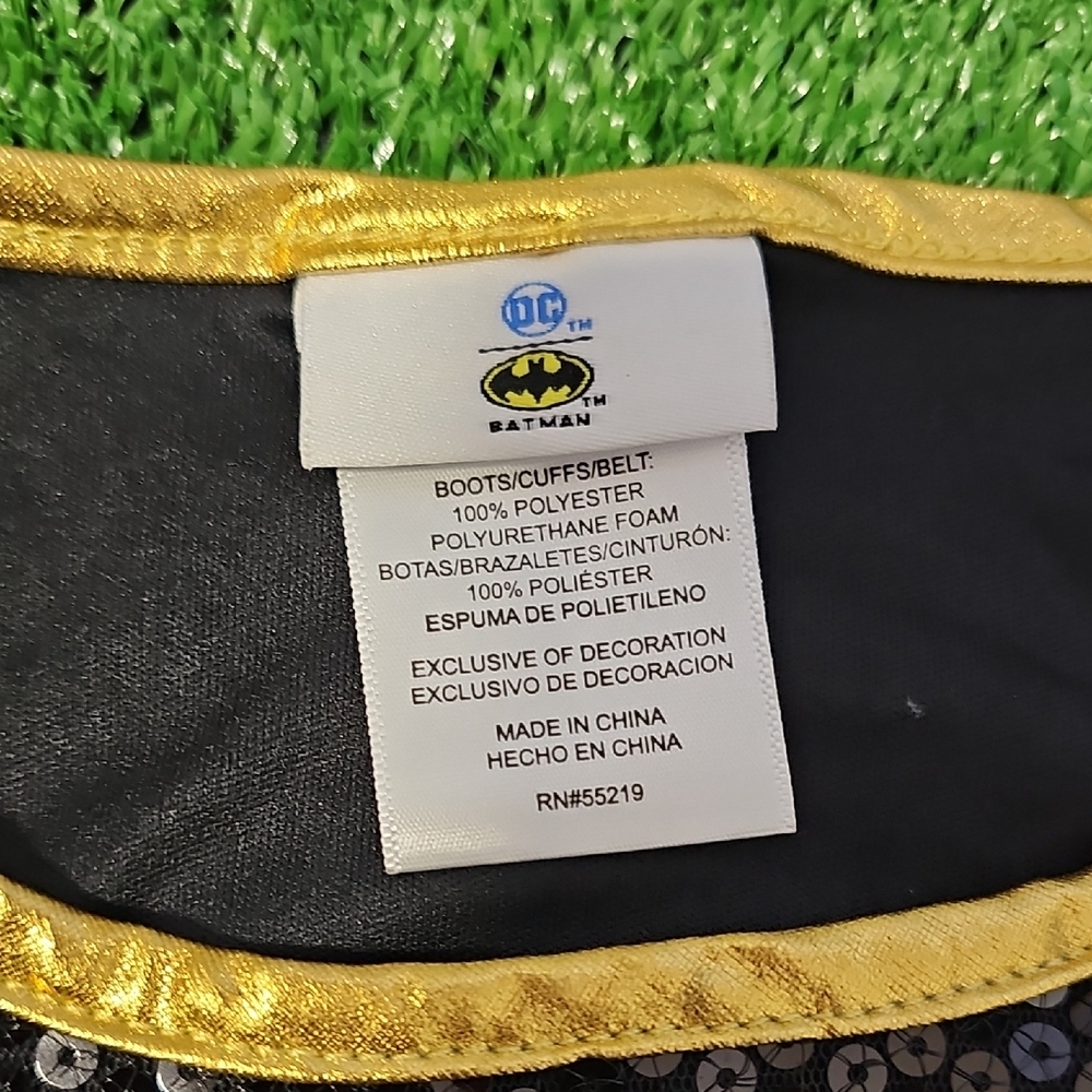 Girls Medium Batgirl Black & Gold Sequin Mesh Tutu Dress Costume Preowned - Picture 2 of 8